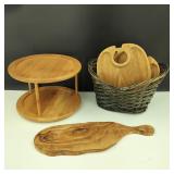 Wood Serving Trays & Bamboo Two-Teir Lazy Susan