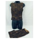 VTG Womens Silk Jacquard Culottes & Sleeveless Top