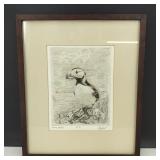 Vintage Signed Numbered & Dated Puffin Artwork