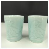 Pale Blue Porcelain Bird Cups with Makers Mark