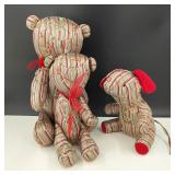 Handmade Silk Brocade Stuffed Bears & Rat
