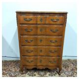 1950/1960s French Provencial 5-Drawer Tall Dresser