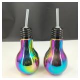 Glass Rainbow Iridescent Lightbulb Shaped Tumblers