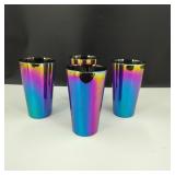4-Rainbow Iridescent Glass Tumblers