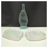 Vintage Iridescent Glass Lunch Trays, Plus