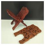 Vintage Hand-Carved Folding Book Holders