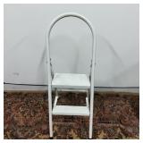 White Metal Folding 2-Step Ladder