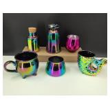 Rainbow Iridescent Mugs, Vases, Candle Holders