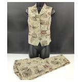 VTG 2pc Vest and Culottes with Silk Lining