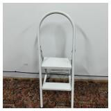 White Metal Folding 2-Step Ladder