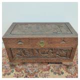 Vintage Wood Chest Hand Carved by Chinese Artisans