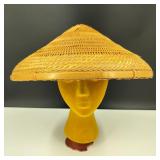 Vintage-Authentic Woven Conical Hat from Asia