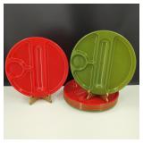 11 Vintage Red & Green Round Lunch Trays