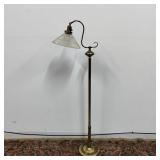 Vintage Brass Floor lamp with Ribbed Glass Shade
