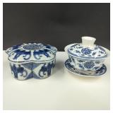 VTG Porcelain Chinoiserie Trinket Box & Tea Bowl