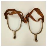 Antique 1820-1880 Calvary Spurs & Leather Straps