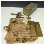 Antique Carpenter Clamp & Yale Brass Doorknob Set