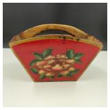 Antique Hand Painted Wood Rice Bucket