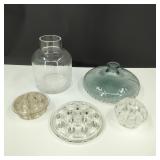Vintage Glass Flower Frogs & Vase