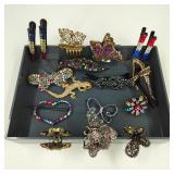 Vintage Bling Hairclips Brooch & Ring
