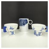 VTG Chinese Blue & White Porcelain Cups/Mugs