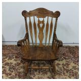 Vintage 1970s/1980s Solid Oak Rocking Chair