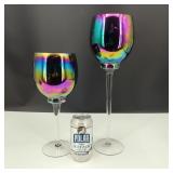 Large Glass Rainbow Candle Holder Goblets