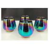 4-Rainbow Iridescent Whiskey Glasses
