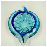 Vintage 2-tone Blue Murano Leaf Bowl