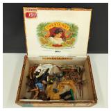 VTG Cigar Box w/ VTG "Cowboys & Indians" Figures