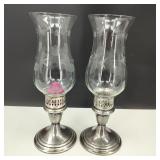 VTG Gorham Silverplate Hurricane Candle Holders