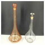 Vintage Clear and Amber Glass Decanters