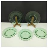 5 Vintage Uranium Glass Salad Plates