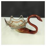 Vintage Sooner Glass Swan Bowl