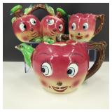 VTG Ceramic Anthropomorphic Apple Face Dishware