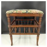 Vintage Upholstered Piano Stool with Storage