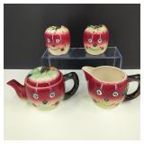VTG Ceramic Anthropomorphic Apple Face Dishware