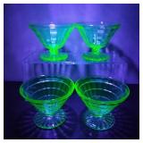 Vintage Uranium Glass Dessert Cups