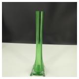 Vintage Green Glass Tall Bud Vase