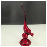 VTG Ruby Viking Glass HTF Epic Longtail Bird Fig.