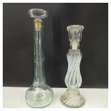 Vintage Swirl & Bamboo Glass Decanters