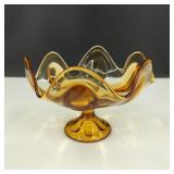 VTG Amberina Viking Glass Pedestal Compote Dish