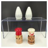 VTG Wood & Blue Wave Airline Salt & Pepper Shakers