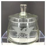 VTG Etched Glass Lidded Candy Dish