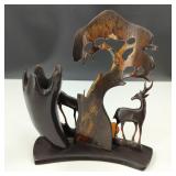 Vtg Carved Horn African Pen Holder