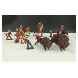 Vintage Native American & Buffalo Toy Figures