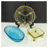 VTG Colored Glass Dishes Including Indiana Glass
