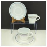 Pyrex Spectrum Striped Opal Glass Teacups/Saucers