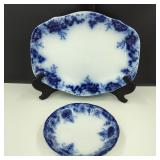 Antique Flow Blue Peach Royal Porcelain Platter