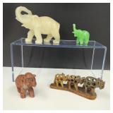 VTG Small Hand Carved Stone Elephants